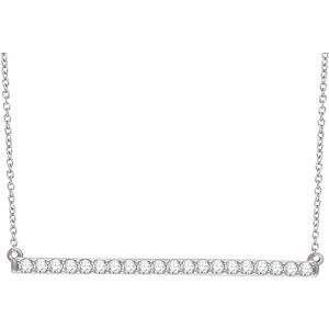 14K White Gold Round 1.8Mm F+ Vs 1/2 Ctw Natural Diamond Bar Necklace, Length: 18 In