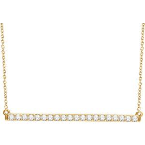 14K Yellow Gold Round 1.8Mm F+ Vs 1/2 Ctw Natural Diamond Bar Necklace, Length: 18 In