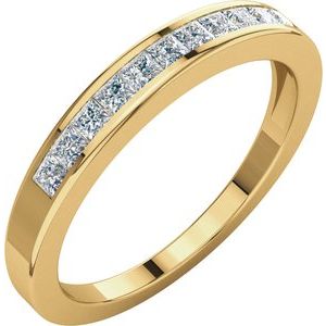 14K Yellow Gold Square 1.75 X 1.75 Mm G-H Si2-Si3 1/3 Ctw Natural Diamond Anniversary Band Size 6