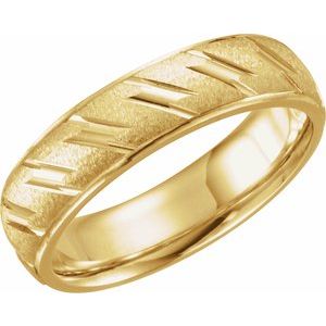 14K Yellow Gold 6 Mm Polished Design Band Size 8.5