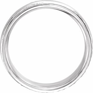 14K White Gold 6 Mm Polished Design-Engraved Comfort-Fit Band Size 12