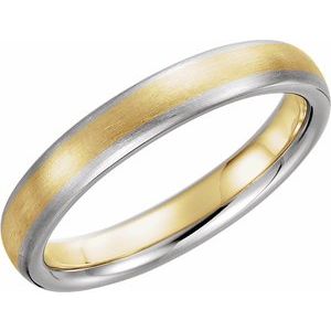 14K White/Yellow/White Gold 4 Mm Polished Comfort-Fit Band Size 5.5
