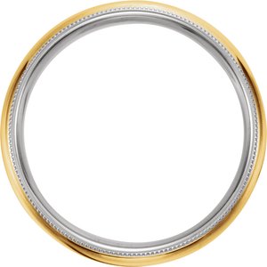 14K White/Yellow/White Gold 6 Mm Polished Comfort-Fit Band With Milgrain Size 10