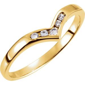 14K Yellow Gold Round 1.7 Mm .07 Ctw Natural Diamond V Shaped Ring Size 7