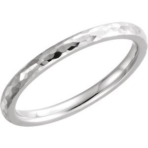 10K White Gold Half Round Hammered Comfort-Fit Band