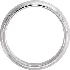 10K White Gold Half Round Hammered Comfort-Fit Band