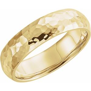 10K Yellow Gold Hammer 5 Mm Polished Comfort-Fit Band With Hammer Finish Size 10