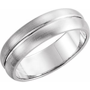 14K White Gold Grooved Band With Brush Finish Size 7