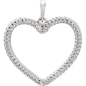 Sterling Silver 22.9 X 21.4 Mm Polished Rope Heart Pendant