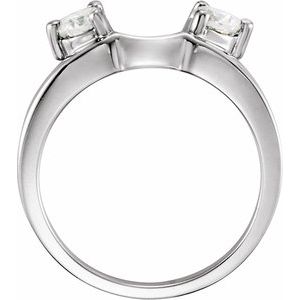 14K White Gold Round 3.9 Mm Polished 1/2 Ctw Lab Grown Diamond Ring Guard Size 6