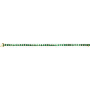 14K Yellow Gold Round 3 Mm  Lab-Grown Emerald Line Bracelet, Length: 7 In