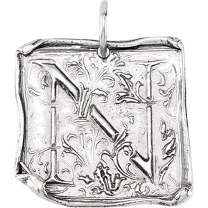 Sterling Silver Initial N Posh Mommy Vintage-Inspired Initial Pendant