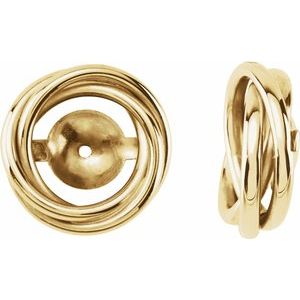 14K Yellow Gold 6.7 Mm Pair Polished Knot Earring Jackets