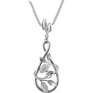 14K White Gold Round H+ I1 1/10 Ctw Natural Diamond 18" Necklace, Length: 18 In