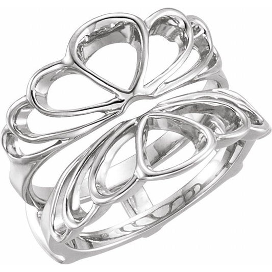 14K White Gold Polished Ring Guard, Size 6