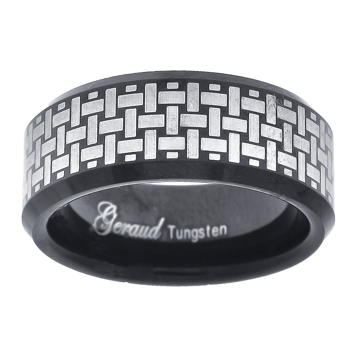 Tungsten Black Polished Laser Itched Mens Comfort-fit 8mm Sizes 7 - 14 Bridal Anniversary Engagement Wedding Band