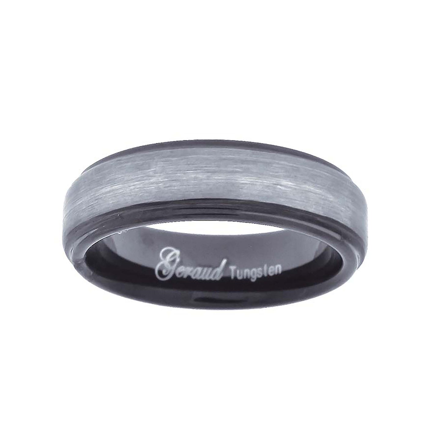 Tungsten Black & White Brushed Center Mens Comfort-fit 4mm Sizes 7 - 14 Bridal Anniversary Engagement Wedding Band