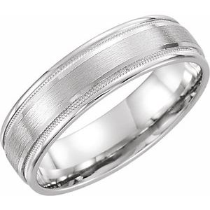 10K Yellow Or White Or Rose Gold Milgrain Edge Comfort-Fit Flat Band
