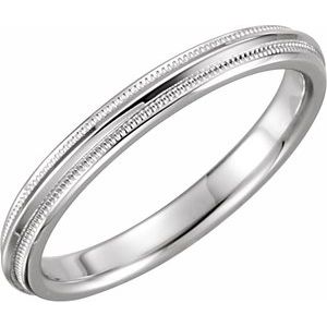 14K White Gold 6 2.5 Mm Polished Knife Edge Comfort-Fit Band With Milgrain Size 6