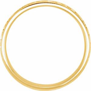 14K Yellow Gold 5 mm Flat Comfort-Fit Band with Milgrain & Hammer Finish Size 9