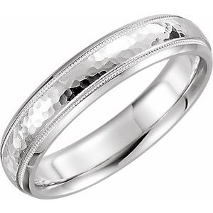 18K Yellow Or White Or Rose Gold Milgrain Edge Comfort-Fit Half Round Band