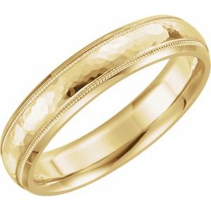 18K Yellow Or White Or Rose Gold Milgrain Edge Comfort-Fit Half Round Band