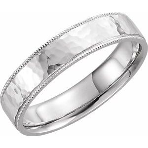 14K Yellow Or White Or Rose Gold Or Sterling Silver Or Platinum Milgrain Edge Comfort-Fit Flat Band
