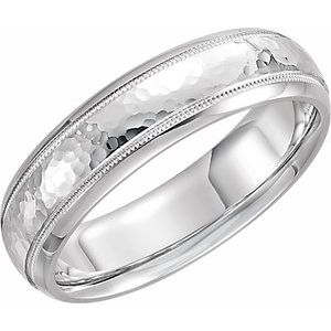 18K Yellow Or White Or Rose Gold Milgrain Edge Comfort-Fit Half Round Band