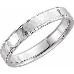 14K Yellow Or White Or Rose Gold Or Sterling Silver Or Platinum Milgrain Edge Comfort-Fit Flat Band