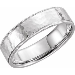 14K Yellow Or White Or Rose Gold Or Sterling Silver Or Platinum Milgrain Edge Comfort-Fit Flat Band
