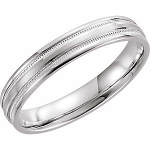 10K Yellow Or White Or Rose Gold Milgrain Edge Comfort-Fit Flat Band