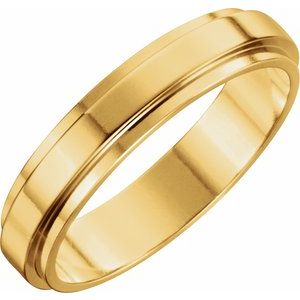 14K Yellow Gold Fancy Flat Edge Band Size 7.5