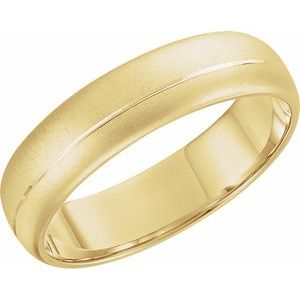 14K Yellow Gold Grooved Band With Beadblast Finish Size 10