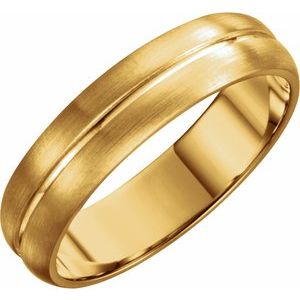 14K Yellow Gold Grooved Band With Brush Finish Size 7