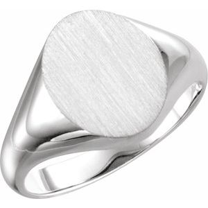 Sterling Silver Oval 11 X 9.5 Mm Brush Polished Signet Ring Size 7