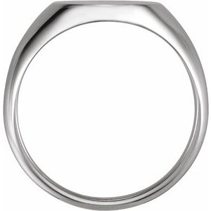 10K White Gold Oval 10 X 8 Mm Brush Polished Signet Ring Size 7