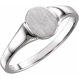 Sterling Silver Oval 7.25 X 5.84 Mm Brush Polished Signet Ring Size 4
