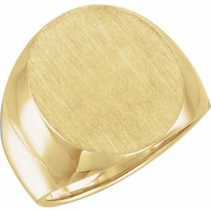 10K Yellow Gold 20 X 17 Mm Brush Polished Signet Ring Size 10
