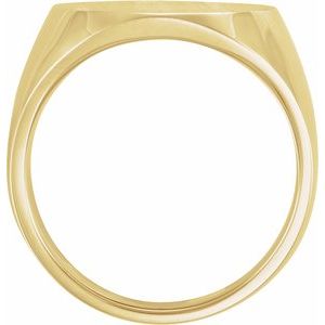 10K Yellow Gold 20 X 17 Mm Brush Polished Signet Ring Size 10