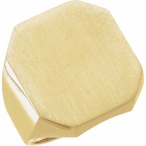 10K Yellow Gold 22 X 20 Mm Brush Polished Signet Ring Size 10