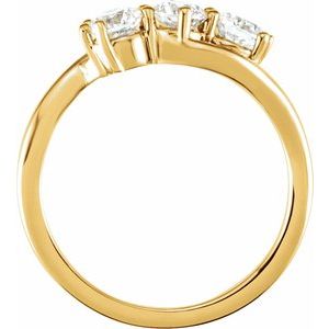 14K Yellow Gold Round 4.4 Mm Polished 1 Ctw Lab-Grown Diamond 3 Stone Ring Size 7