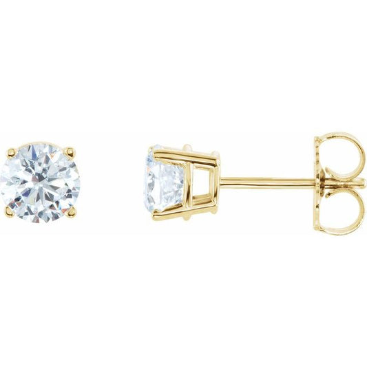 14K Yellow Gold Round 6.3Mm I3, G-H Friction 4-Prong 2 Ctw Natural Diamond Stud Earrings