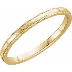 14K Yellow Or White Or Rose Gold Or Sterling Silver Or Platinum Milgrain Edge Comfort-Fit Flat Band