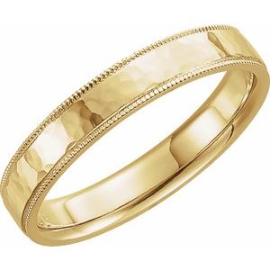 14K Yellow Or White Or Rose Gold Or Sterling Silver Or Platinum Milgrain Edge Comfort-Fit Flat Band