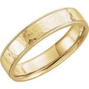 14K Yellow Or White Or Rose Gold Or Sterling Silver Or Platinum Milgrain Edge Comfort-Fit Flat Band