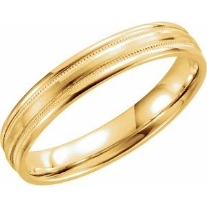 10K Yellow Gold 5 mm Flat Edge Comfort-Fit Band with Milgrain & Satin Finish Size 10