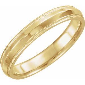 14K Yellow Gold 8 4 Mm Polished Knife Edge Comfort-Fit Band With Milgrain Size 8