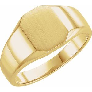 14K Yellow Gold 9 X 7 Mm Brush Polished Signet Ring Size 6
