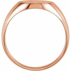 14K Rose Gold 14 X 12 Mm Brush Polished Signet Ring Size 10
