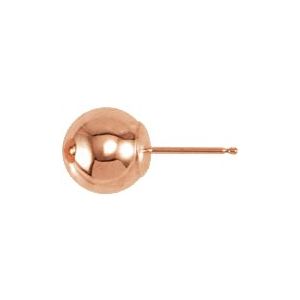 14K Rose Gold 8 Mm Each Friction Back Polished Ball Stud Earring With Bright Finish